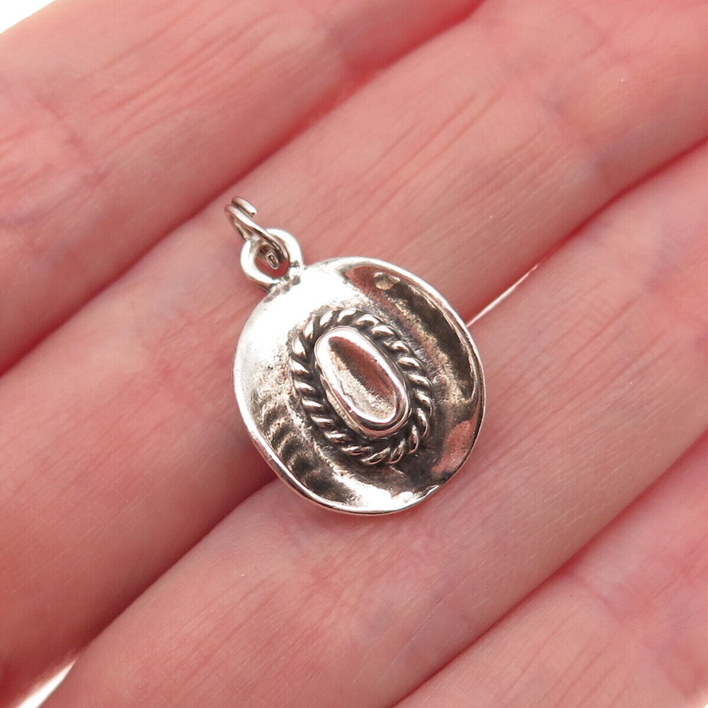 Carolyn Pollack 925 Sterling Silver Vintage Cowboy Hat 3D Mini Charm Pendant